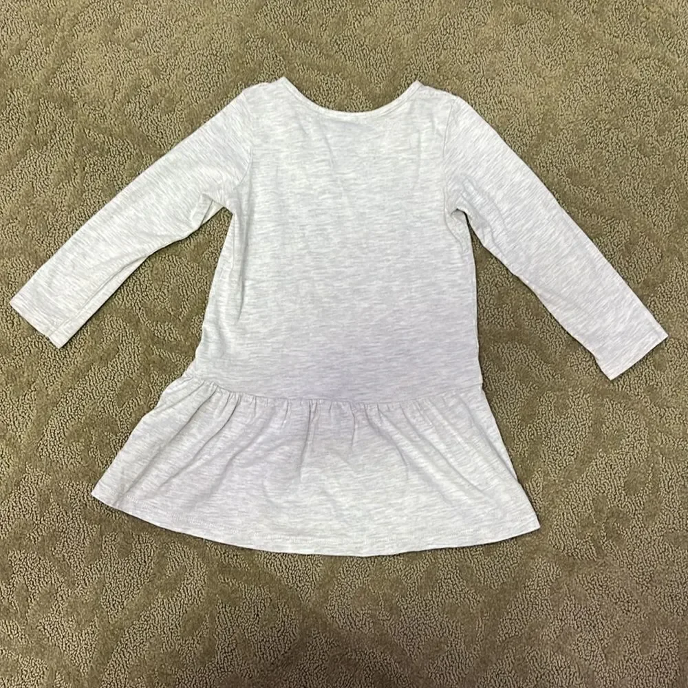 H&M Girl’s 3T Grey Heathered Cotton T-shirt Dress with Ling Sleeves & Ruffles